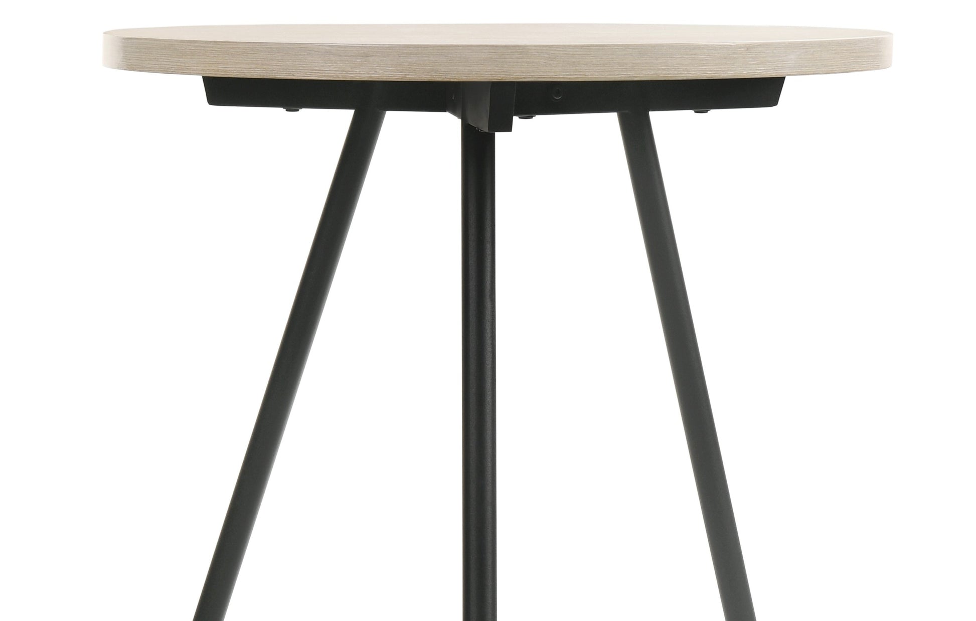 Neroli Oak White 24" Contemporary Round Side Table With Black Metal Base Light Oak Mdf Steel