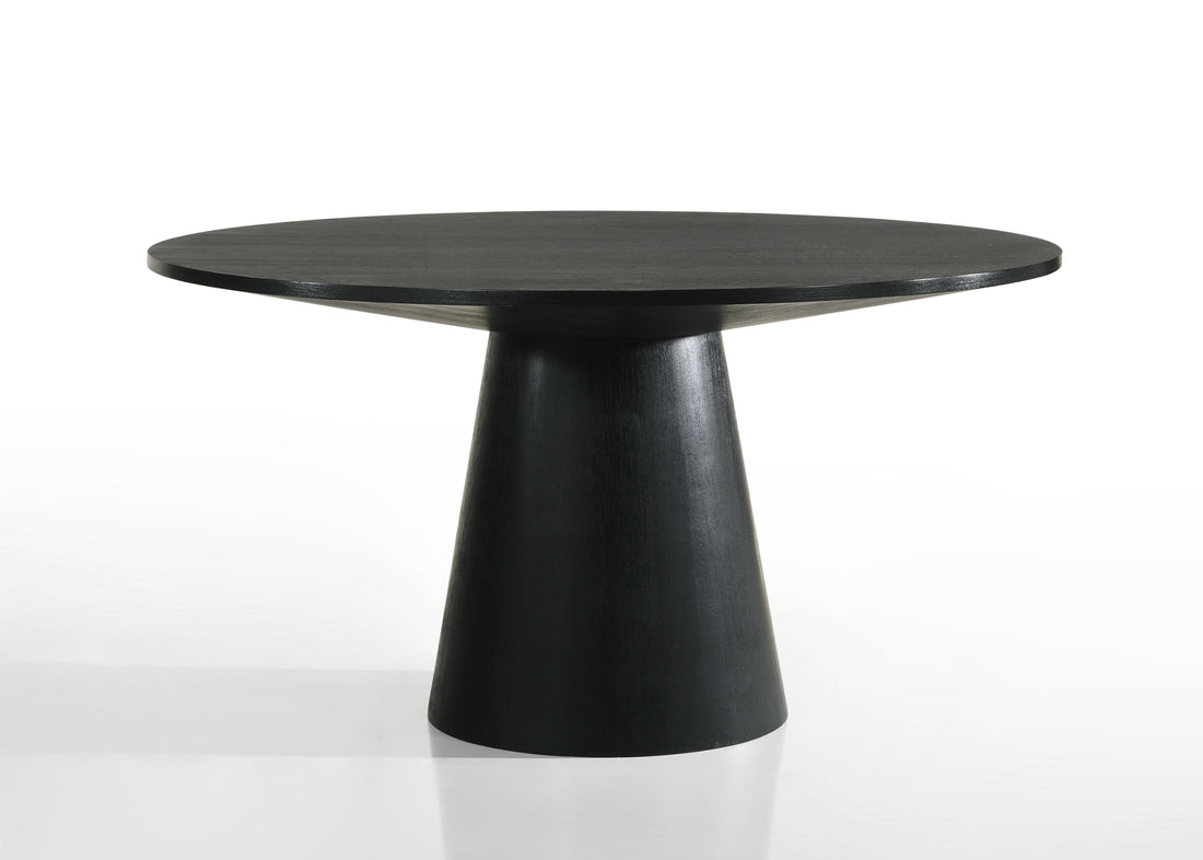 Jasper Ebony Black 59" Wide Contemporary Round Dining Table Black Solid Wood Mdf