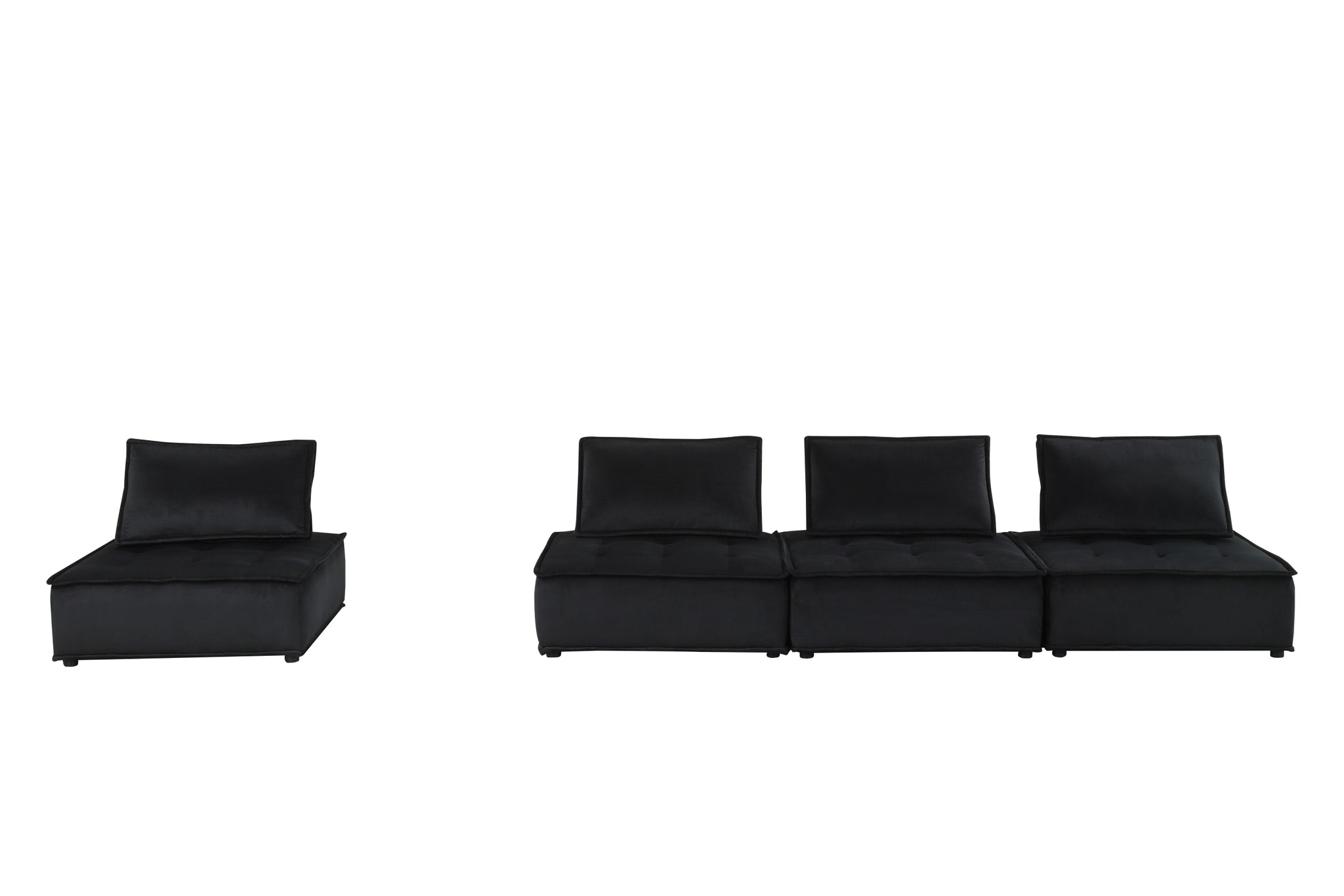 Anna 120" Black Velvet 4 Pc Sectional Sofa black-velvet