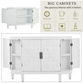 Accent Storage Cabinet Sideboard Wooden Cabinet With Antique Pattern Doors For Hallway, Entryway, Living Room White Mdf