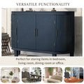 Accent Storage Cabinet Sideboard Wooden Cabinet With Antique Pattern Doors For Hallway, Entryway, Living Room Navy Blue Mdf