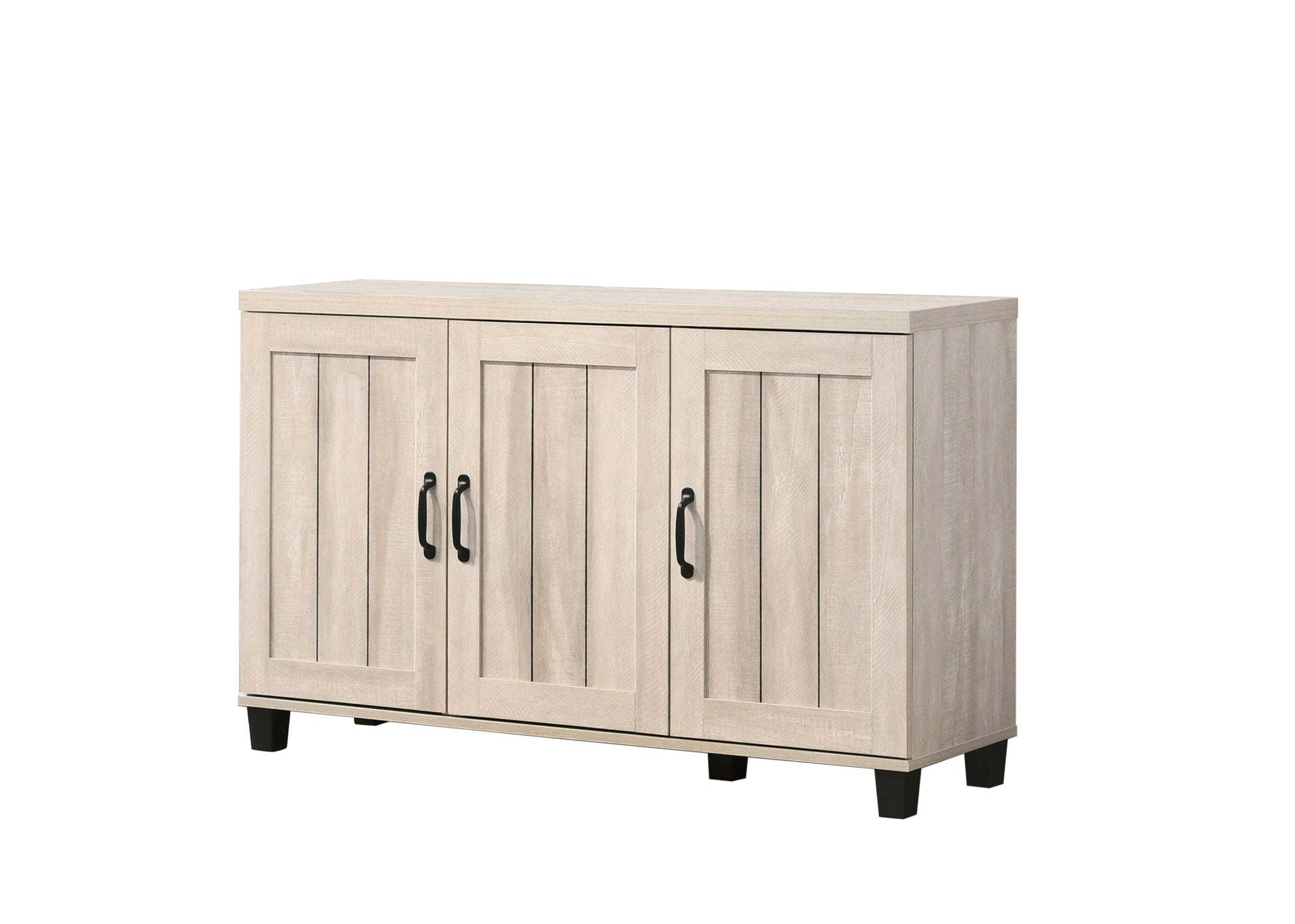 Corby 45" Dusty Gray Oak Finish 3 Door Shoe Cabinet Light Gray Particle Board