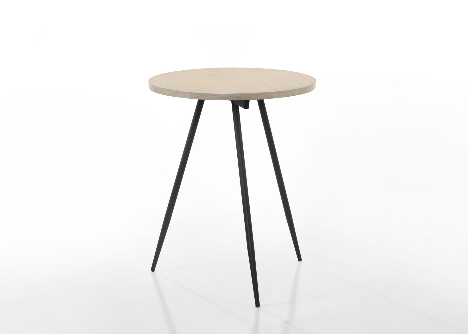 Neroli Oak White 24" Contemporary Round Side Table With Black Metal Base Light Oak Mdf Steel