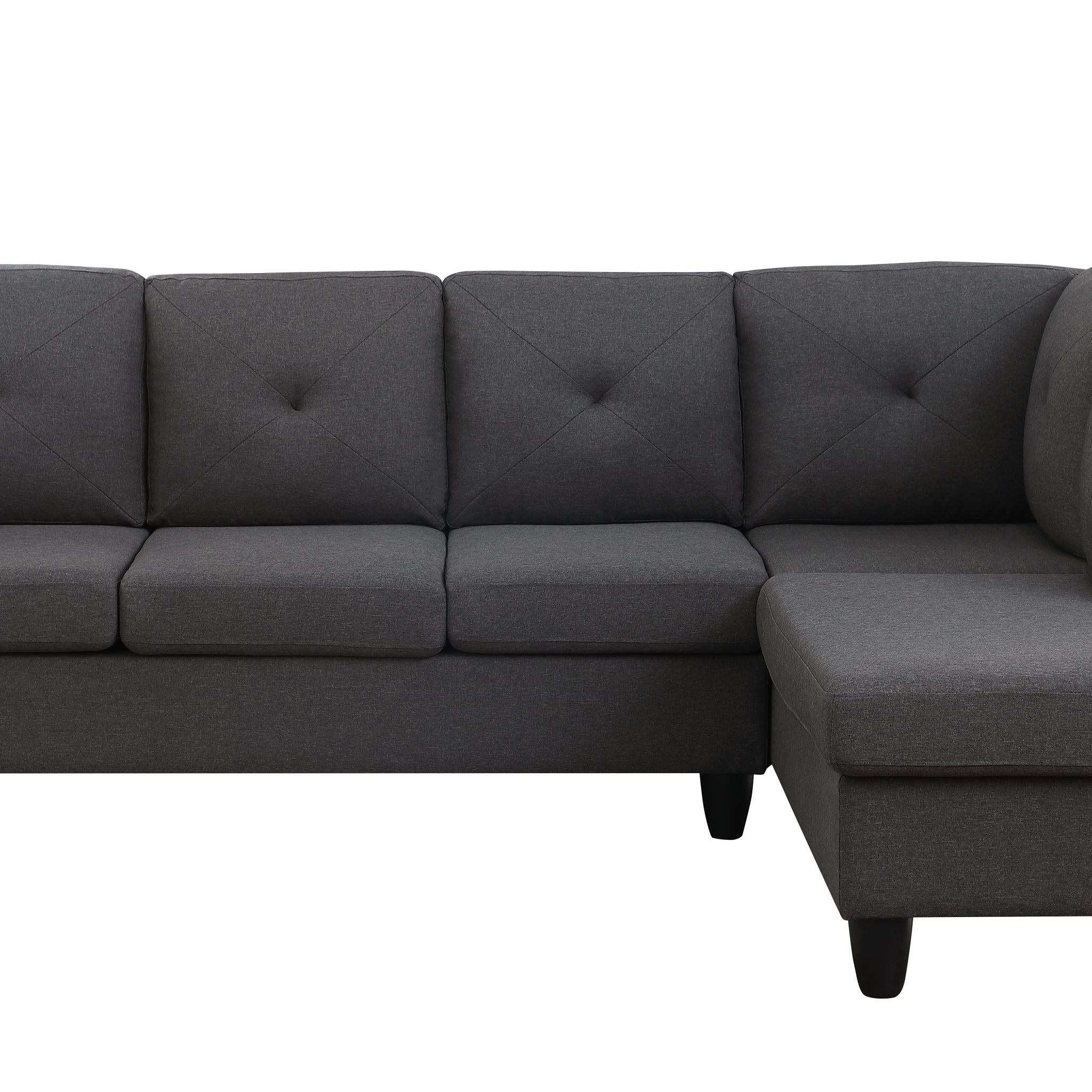 Santiago 96" Dark Gray Linen Sectional Sofa With Right Facing Chaise Gray Fabric