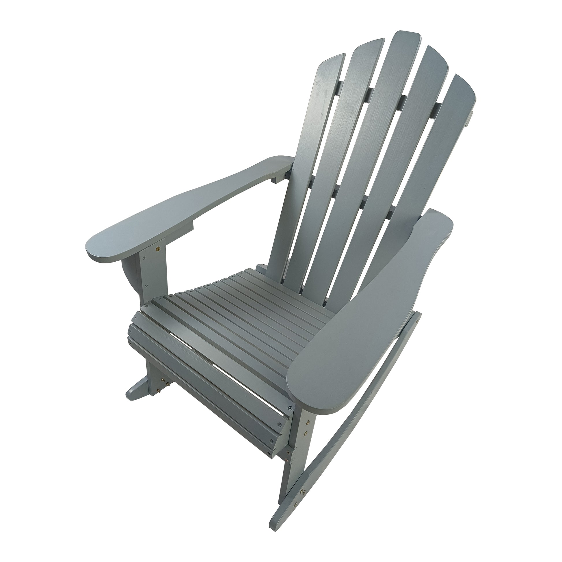 Reclining Wooden Outdoor Rocking Adirondack Chair,Walnut Grey Solid Wood
