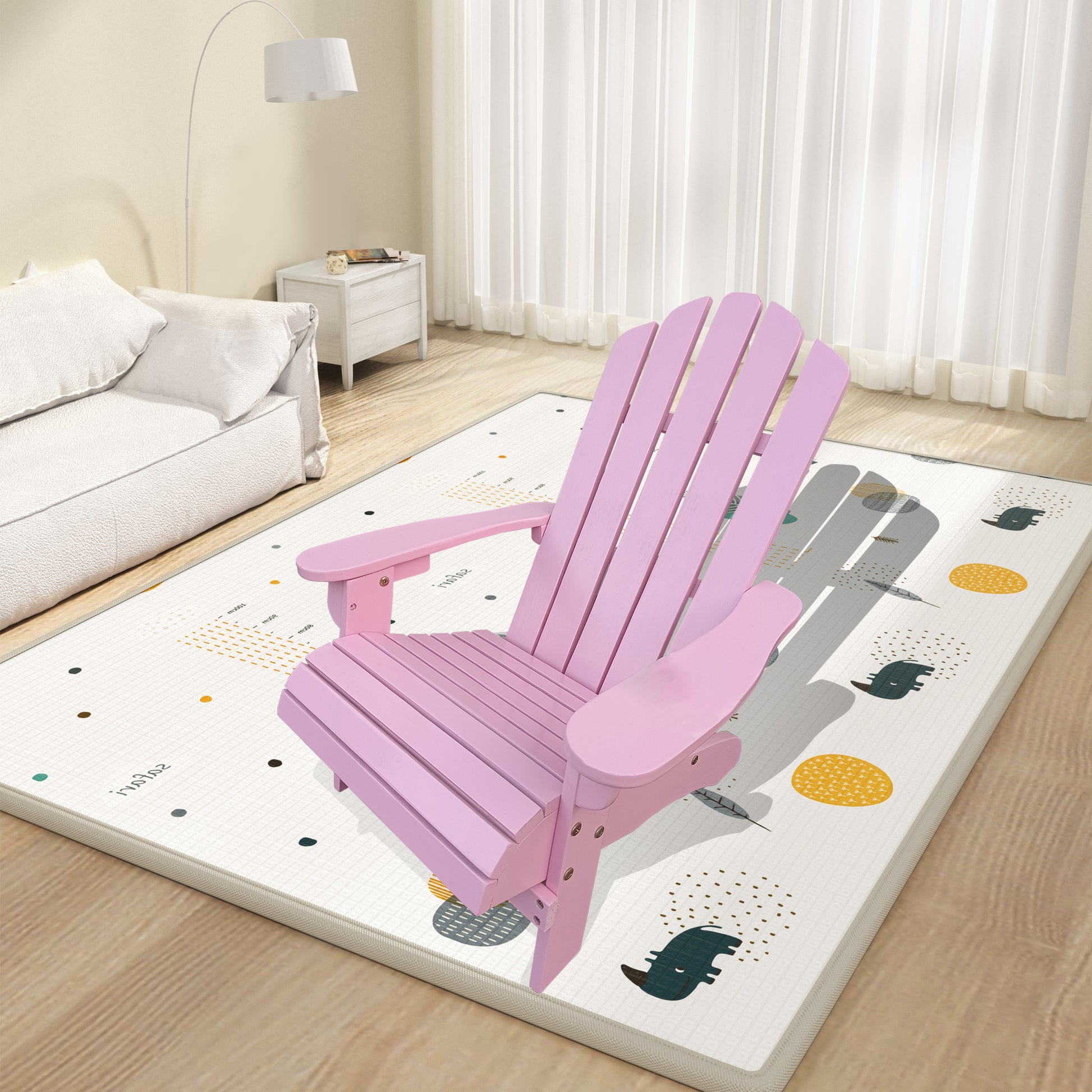 Outdoor Or Indoor Wood Children Adirondack Chair,Pink Pink Solid Wood
