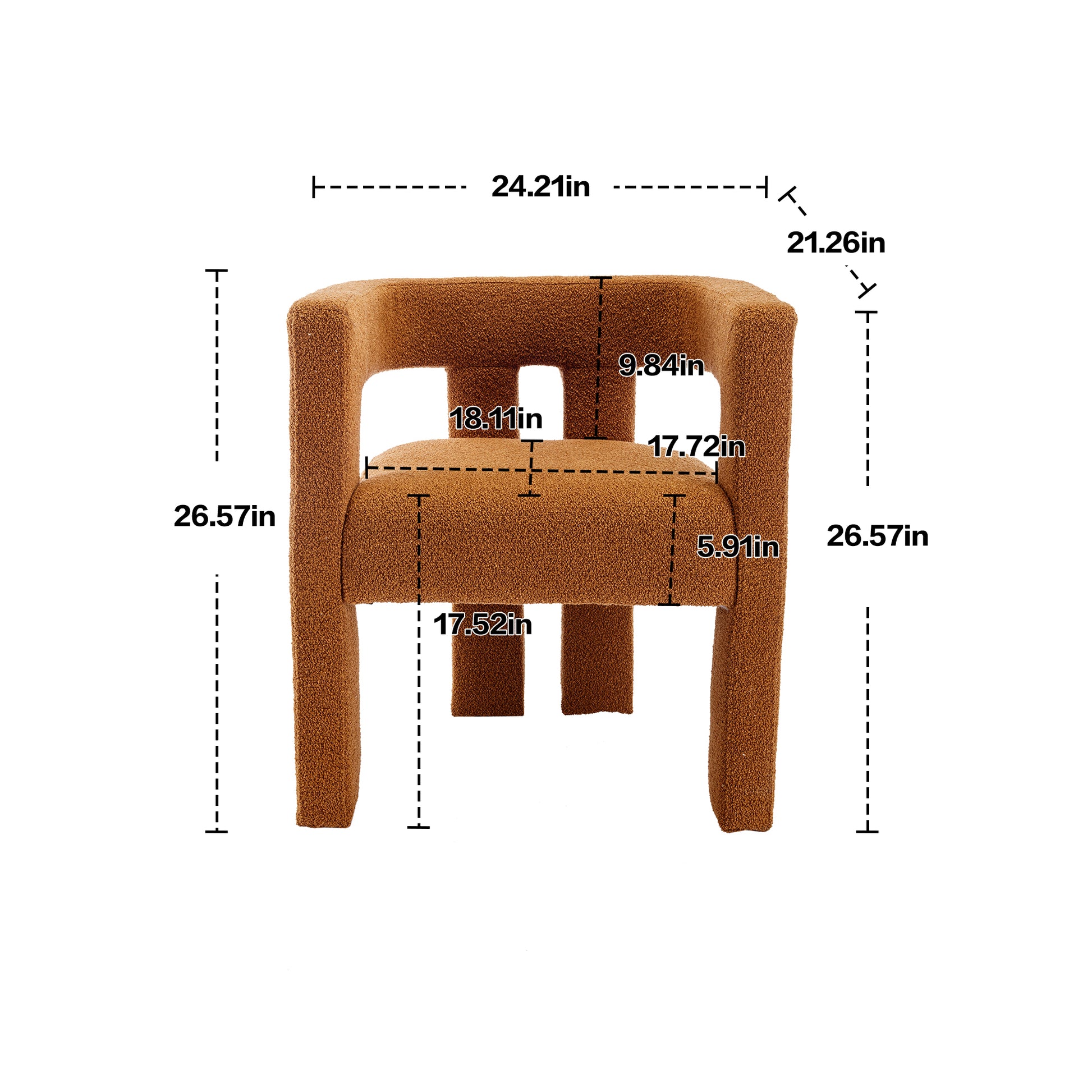 Coolmore Contemporary Designed Fabric Upholstered Accent Dining Chair Barrel Side Chairs Kitchen Armchair For Living Room 2Pc Set Coffee Boucle