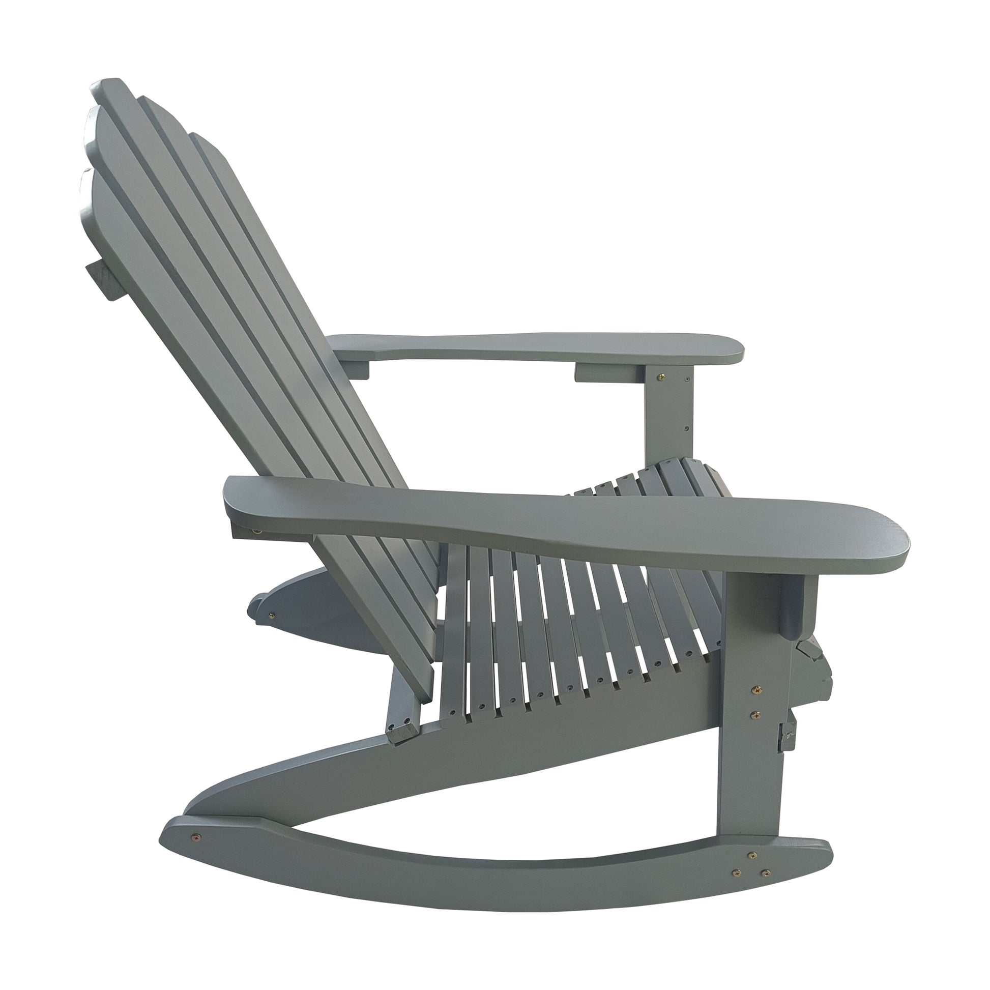 Reclining Wooden Outdoor Rocking Adirondack Chair,Walnut Grey Solid Wood