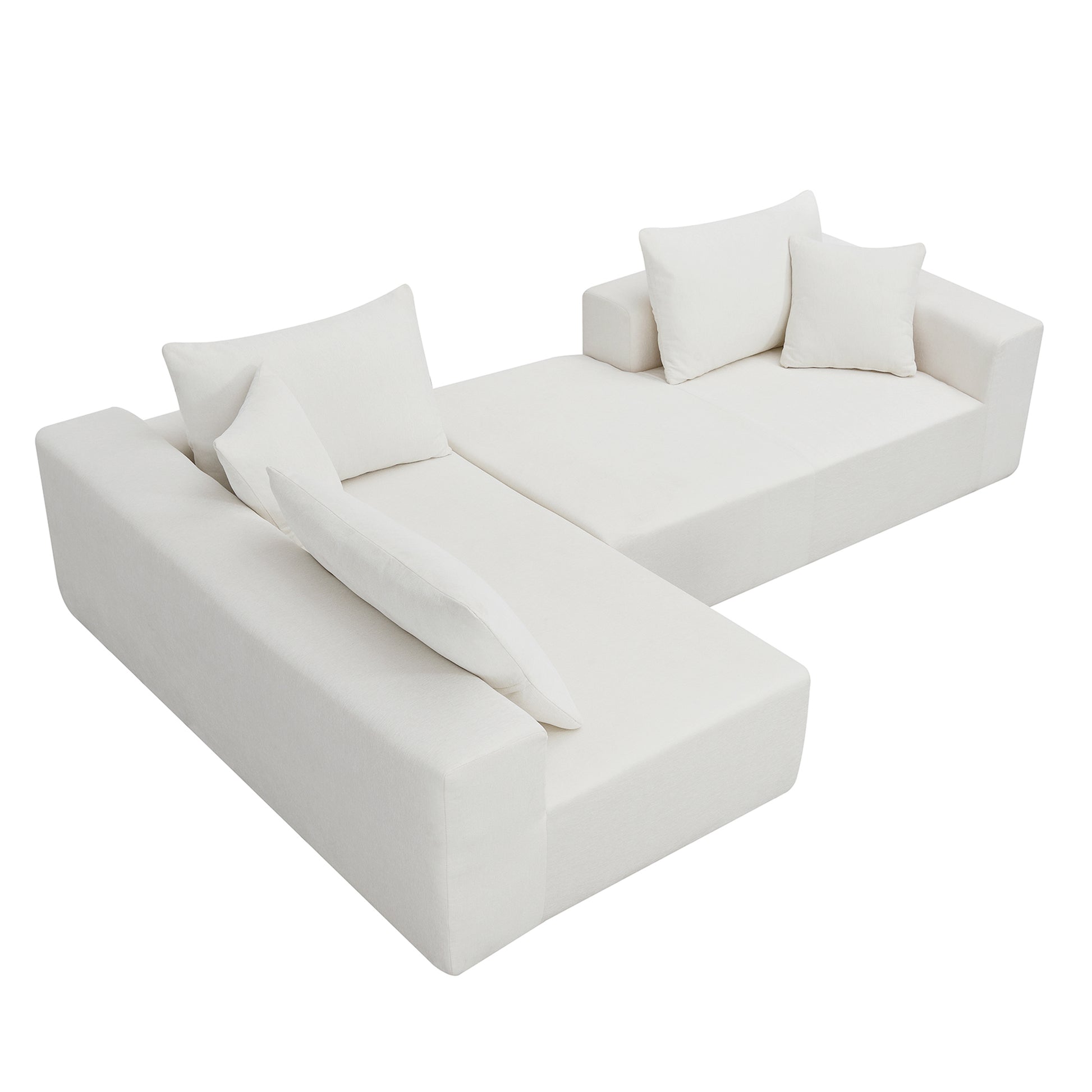 109*68" Modular Sectional Living Room Sofa Set, Modern Minimalist Style Couch, Upholstered Sleeper Sofa For Living Room, Bedroom, Salon, 2 Pc Free Combination, L Shape, Cream Cream Foam Chenille 4 Seat