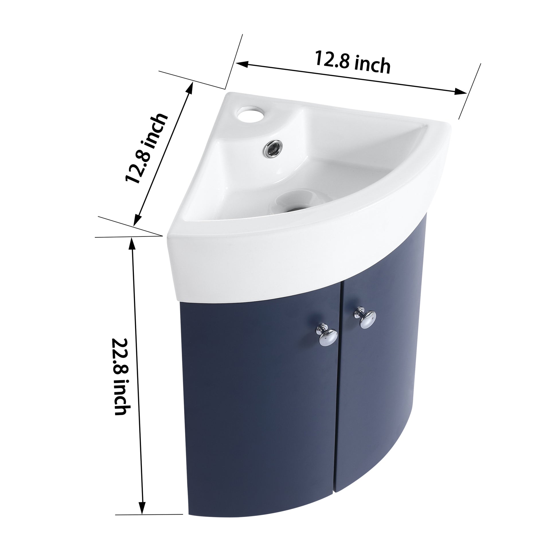 Corner Bathroom Vanity Sink Combo For Small Space Wall Mounted Cabinet Set, Ceramic Sink Bvc05316Nb Navy Blue 2 Bathroom Wall Mounted Modern Plywood