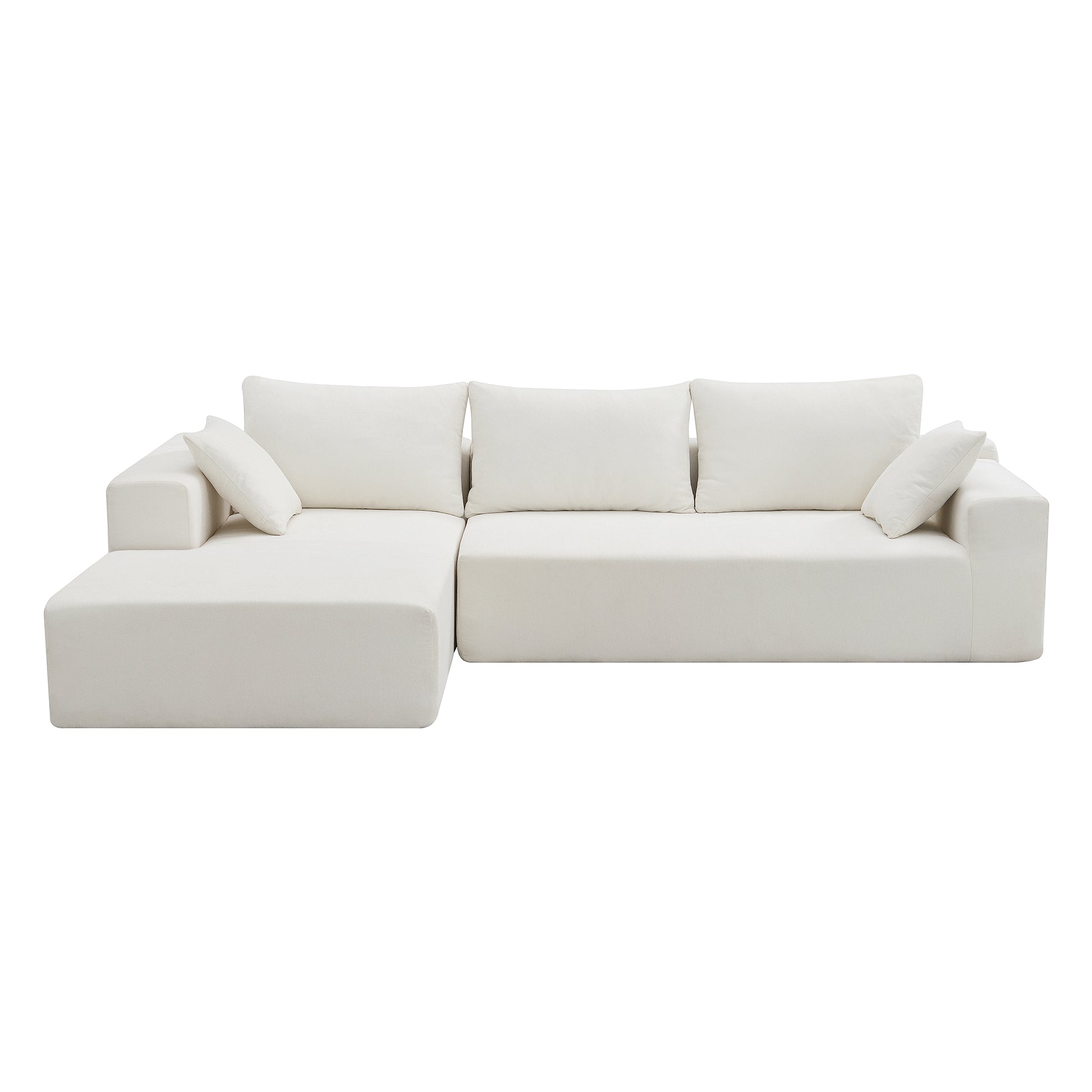 109*68" Modular Sectional Living Room Sofa Set, Modern Minimalist Style Couch, Upholstered Sleeper Sofa For Living Room, Bedroom, Salon, 2 Pc Free Combination, L Shape, Cream Cream Foam Chenille 4 Seat