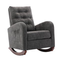 High Back Rocking Chair Nursery Chair .Comfortable Rocker Fabric Padded Seat .Modern High Back Armchair Dark Gray Polyester