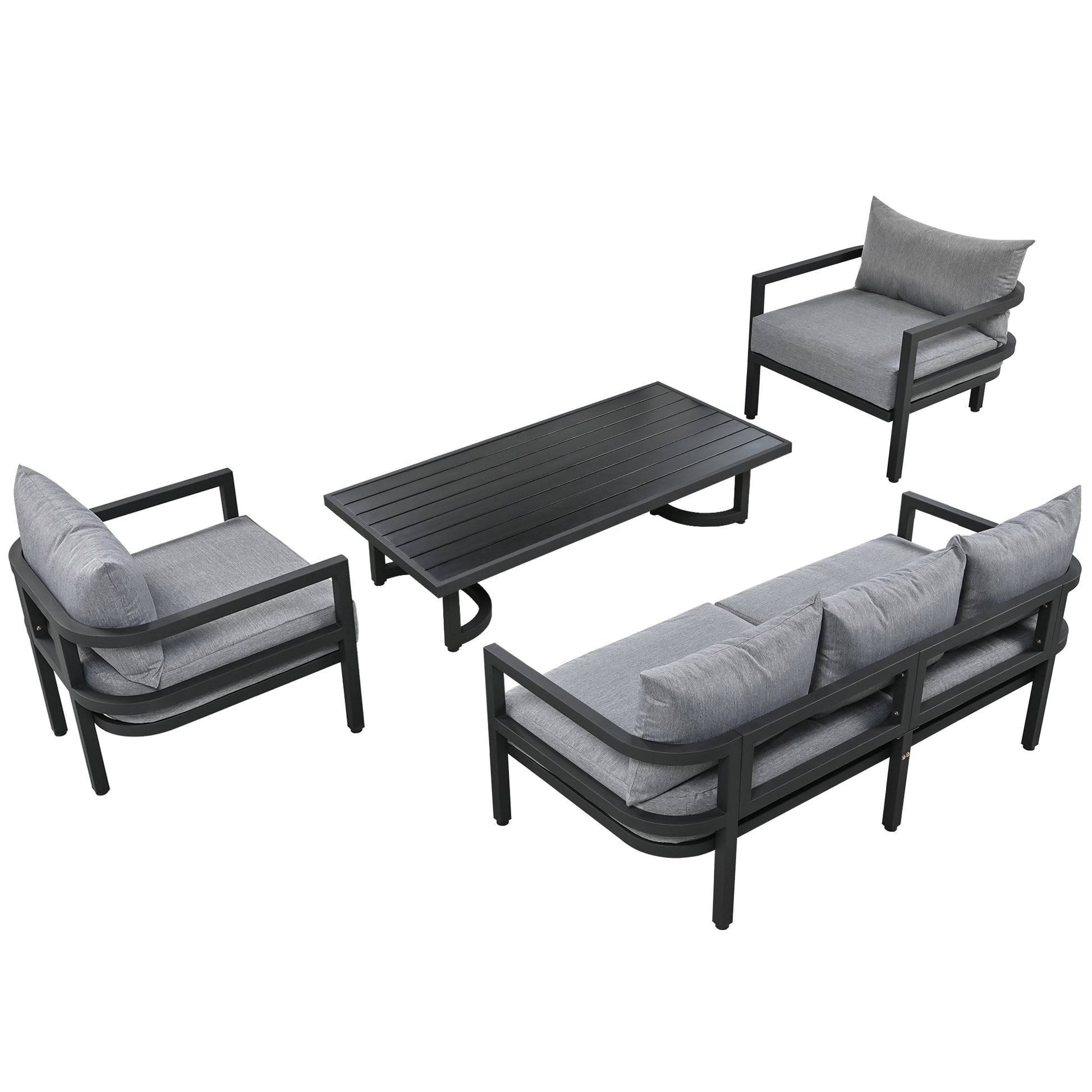 Multi Person Outdoor Steel Sofa Set, Waterproof, Anti Rust And Anti Uv, Suitable For Gardens And Lawns Light Gray Steel