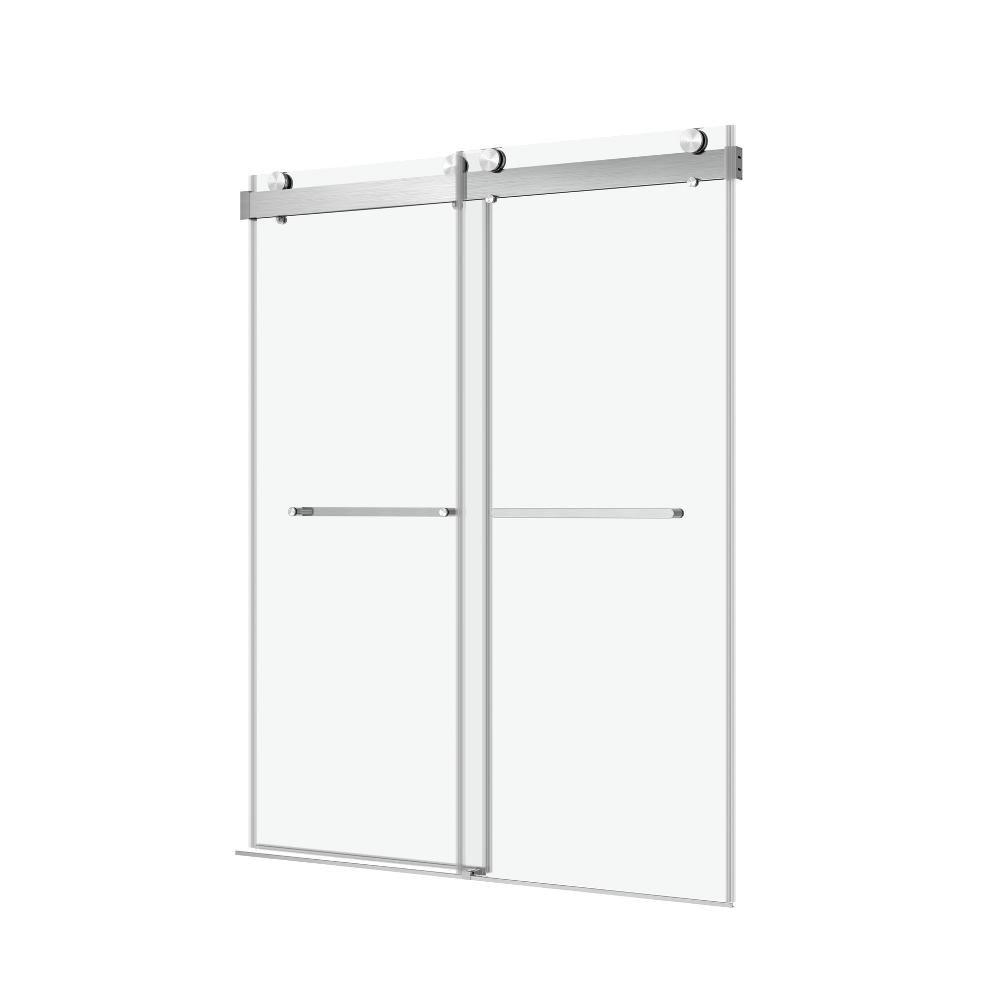 68 To 72 In. W X 76 In. H Double Sliding Frameless Soft Close Shower Door With Premium 3 8 Inch 10Mm Thick Tampered Glass And Easy Cleaning Coating, 23D02 72Bn Brushed Nickel Brushed Nickel Stainless Steel Tempered Glass