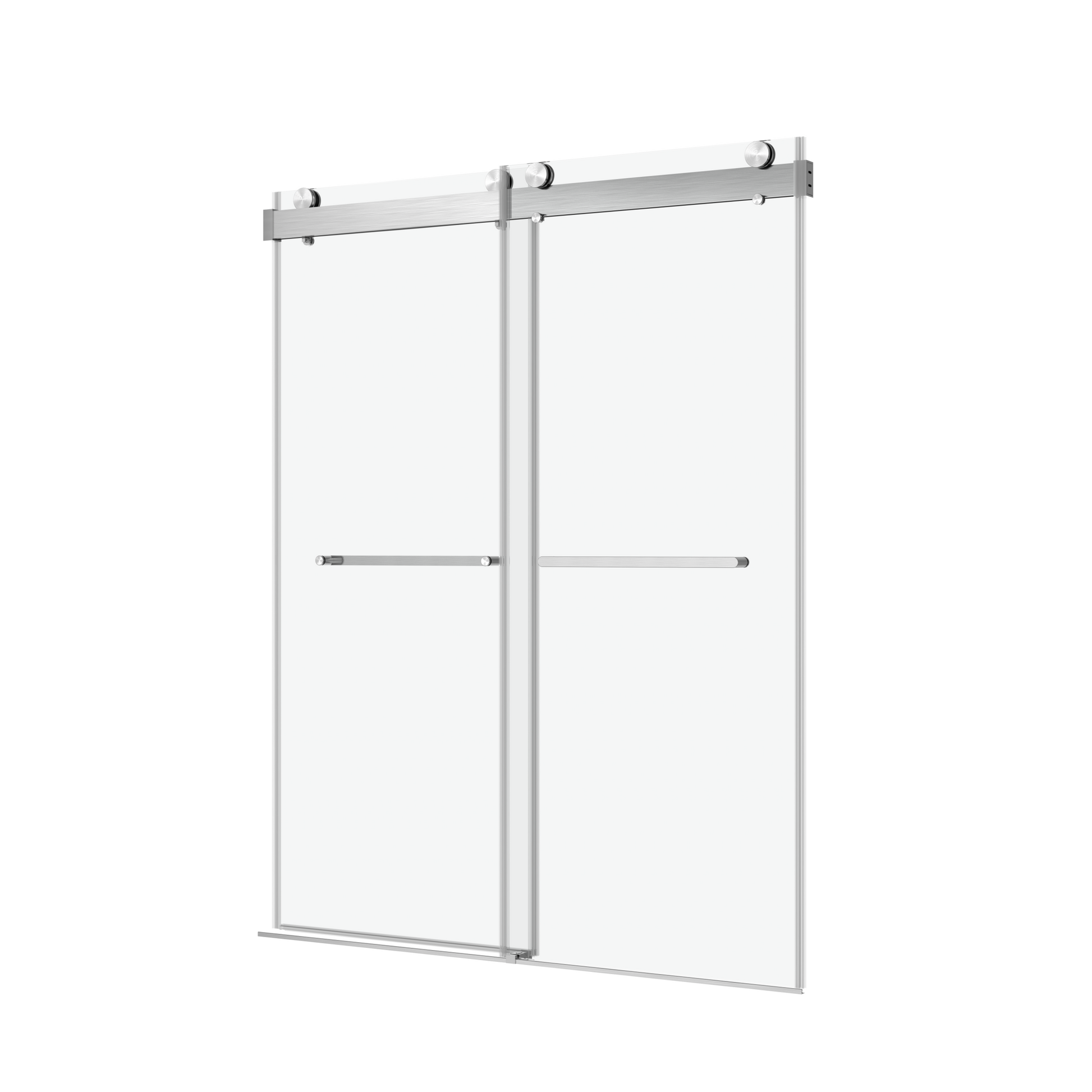 Elan 56 to 60 in. W x 76 in. H Sliding Frameless Soft brushed nickel-stainless steel-tempered