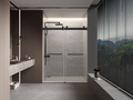 Frameless Double Sliding Shower Door Track Matte Black matte black-stainless steel