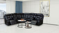 Manual Reclining Sofa Faux Leather Sofa Set Black Black Pu 5 Seat