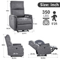 Electric Power Recliner Chair, Reclining Chair For Bedroom Living Room,Small Recliners Home Theater Seating, With Usb Ports,Recliner For Small Space,Dark Gray Light Brown Wood Primary Living Space Heavy Duty Rubberwood Dark Gray Polyester Power Push