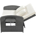 Pe Wicker Rattan Double Chaise Lounge, 2 Person Reclining Daybed With Adjustable Back And Cushions, Free Furniture Protection Cover, White Yes Complete Patio Set White Water Resistant Frame Water Resistant Cushion Garden & Outdoor Casual Sofa Seating