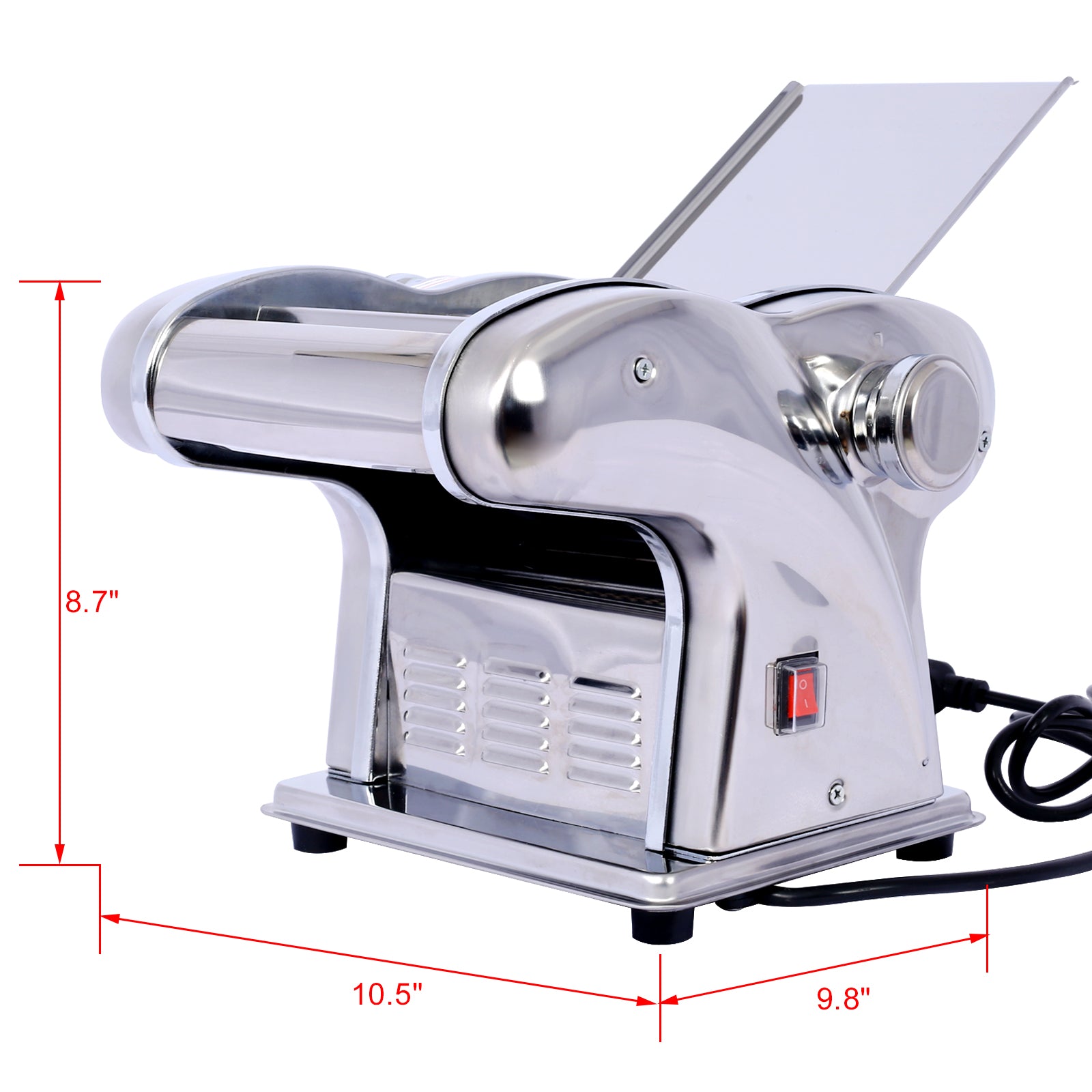 Electric Pasta Maker Noodle Maker Pasta Making Machine Dough Roller Cutter Thickness Adjustable Stainless Steel Us 110V 135W 3 Blades Type 2.5Mm Round 4Mm Flat 9Mm Wide Noodle Silver Stainless Steel