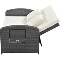 Pe Wicker Rattan Double Chaise Lounge, 2 Person Reclining Daybed With Adjustable Back And Cushions, Free Furniture Protection Cover, White Yes Complete Patio Set White Water Resistant Frame Water Resistant Cushion Garden & Outdoor Casual Sofa Seating