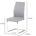 Light Grey Modern Simple Style Dining Chair Pu Leather Chrome Metal Pipe Restaurant Home Chair Set Of 2 Light Grey Pu Leather