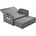 Pe Wicker Rattan Double Chaise Lounge, 2 Person Reclining Daybed With Adjustable Back And Cushions, Free Furniture Protection Cover, White Yes Complete Patio Set White Water Resistant Frame Water Resistant Cushion Garden & Outdoor Casual Sofa Seating