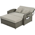 Pe Wicker Rattan Double Chaise Lounge, 2 Person Reclining Daybed With Adjustable Back And Cushions, Free Furniture Protection Cover,Gray Yes Gray Water Resistant Frame Water Resistant Cushion Garden & Outdoor Casual 2 Person Seating Group Foam Rattan