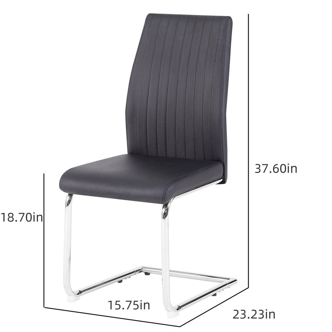 Black Modern Simple Style Dining Chair Pu Leather Chrome Metal Pipe Restaurant Home Chair Set Of 2 Black Pu Leather