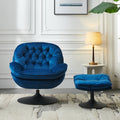 Swivel Leisure Chair Lounge Chair Velvet Blue Color With Ottoman Blue Velvet