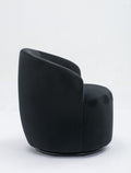 Velvet Fabric Swivel Accent Armchair Barrel Chair With Black Powder Coating Metal Ring,Black Black Foam Velvet