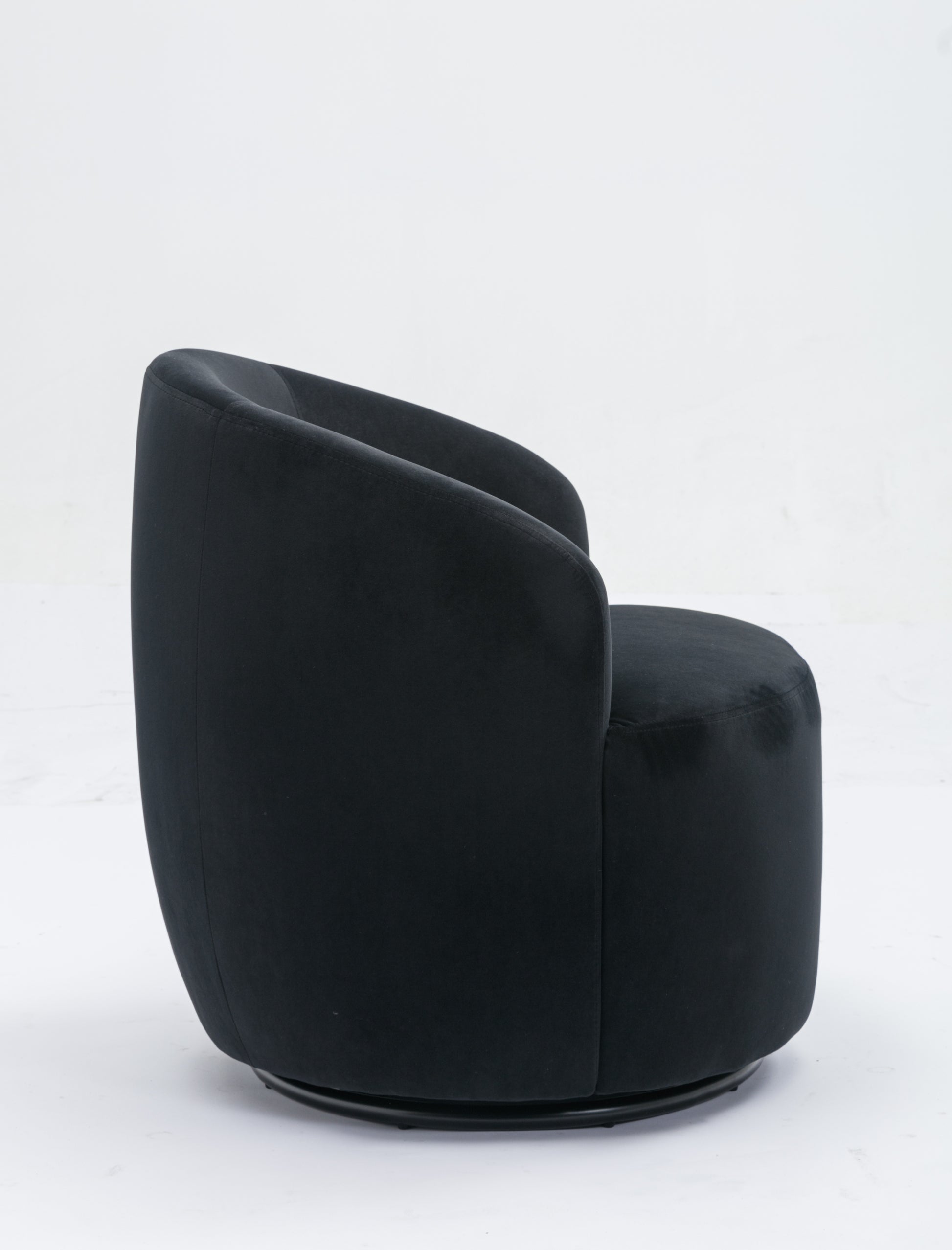 Velvet Fabric Swivel Accent Armchair Barrel Chair With Black Powder Coating Metal Ring,Black Black Foam Velvet