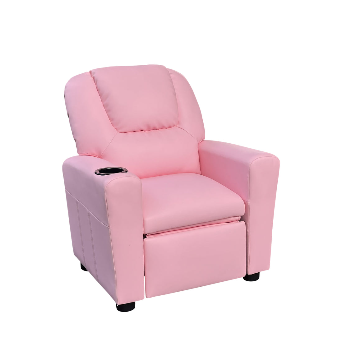 Marisa 22" Pink Pu Leather Kids Recliner Chair With Cupholder Pink Pu Leather