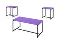 Gt 3 Piece Violet Carbon Fiber Wrap Coffee Table And End Table Set Purple Metal