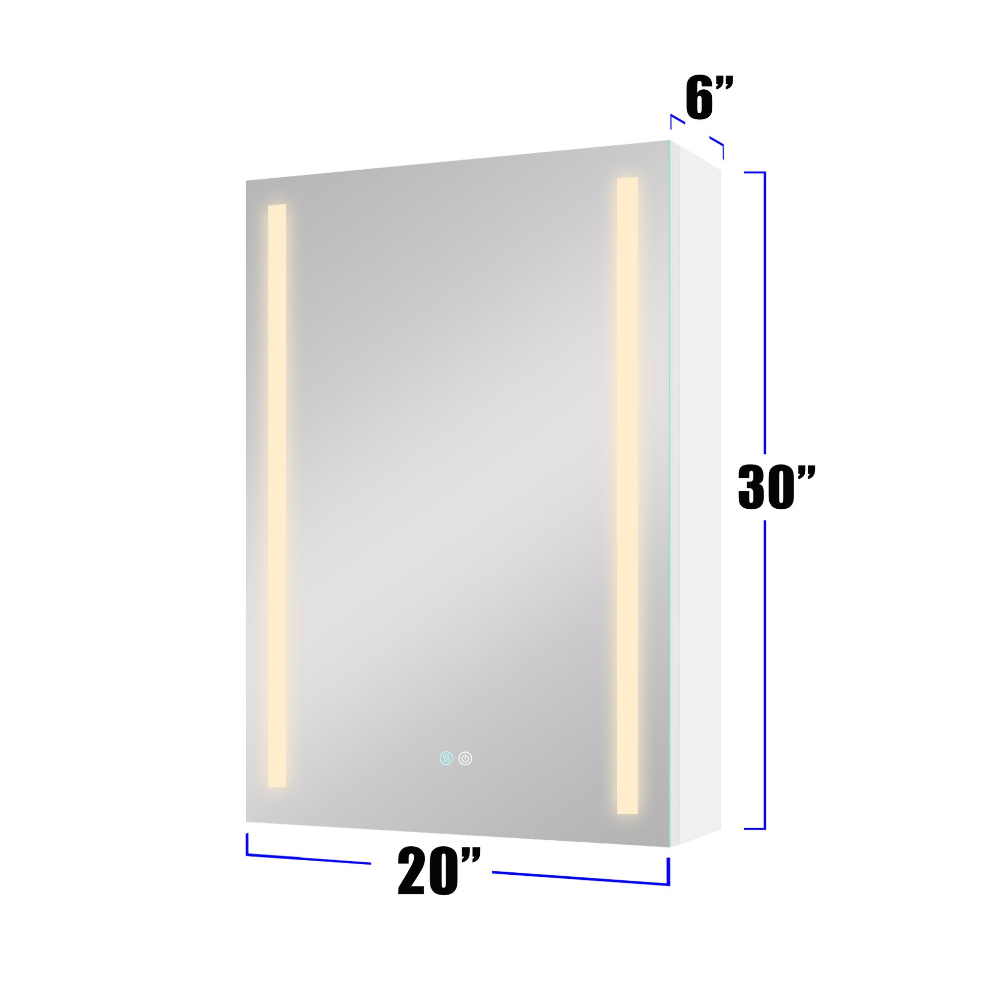 30X20 Inch Led Bathroom Medicine Cabinet Surface Mounted Cabinets With Lighted Mirror White Right Open White Modern Aluminium