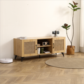 Oak Tv Rattan Storage Cabinet Net Perfect For Family Entertainment Room 51.2Inch Natural Wood Wood