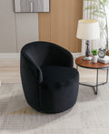 Velvet Fabric Swivel Accent Armchair Barrel Chair With Black Powder Coating Metal Ring,Black Black Foam Velvet