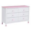 3 Pieces Bedroom Sets Full Size Platform Bed With Nightstand And Storage Dresser,White Pink White Pink Solid Wood