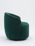 Velvet Fabric Swivel Accent Armchair Barrel Chair With Black Powder Coating Metal Ring,Green Green Foam Velvet