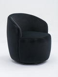 Velvet Fabric Swivel Accent Armchair Barrel Chair With Black Powder Coating Metal Ring,Black Black Foam Velvet