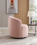 Velvet Fabric Swivel Accent Armchair Barrel Chair With Black Powder Coating Metal Ring,Pink Pink Foam Velvet