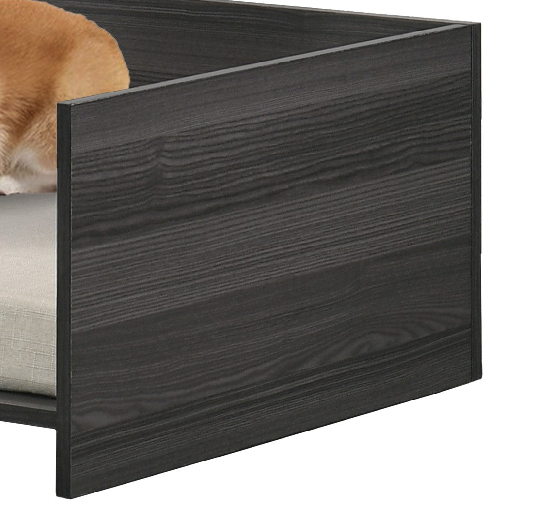 Esme Ash Gray 47" Wide Modern Comfy Pet Bed With Cushion And Side Storage Compartment Dark Gray Particle Board