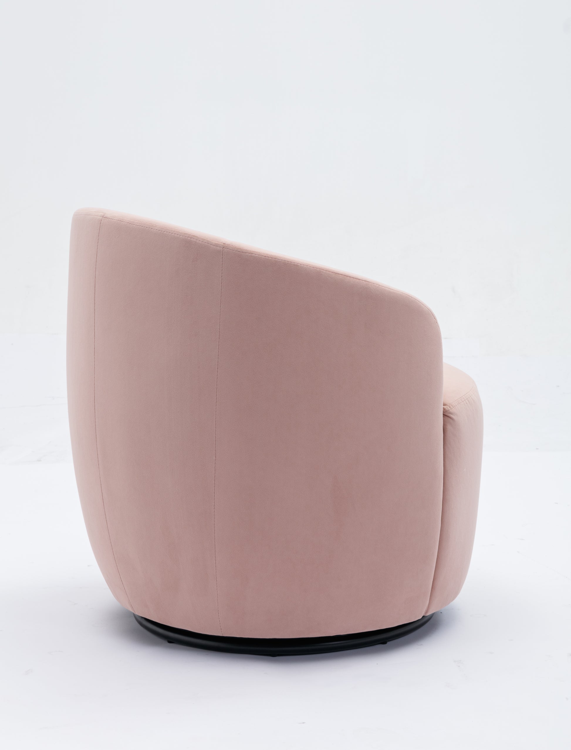 Velvet Fabric Swivel Accent Armchair Barrel Chair With Black Powder Coating Metal Ring,Pink Pink Foam Velvet