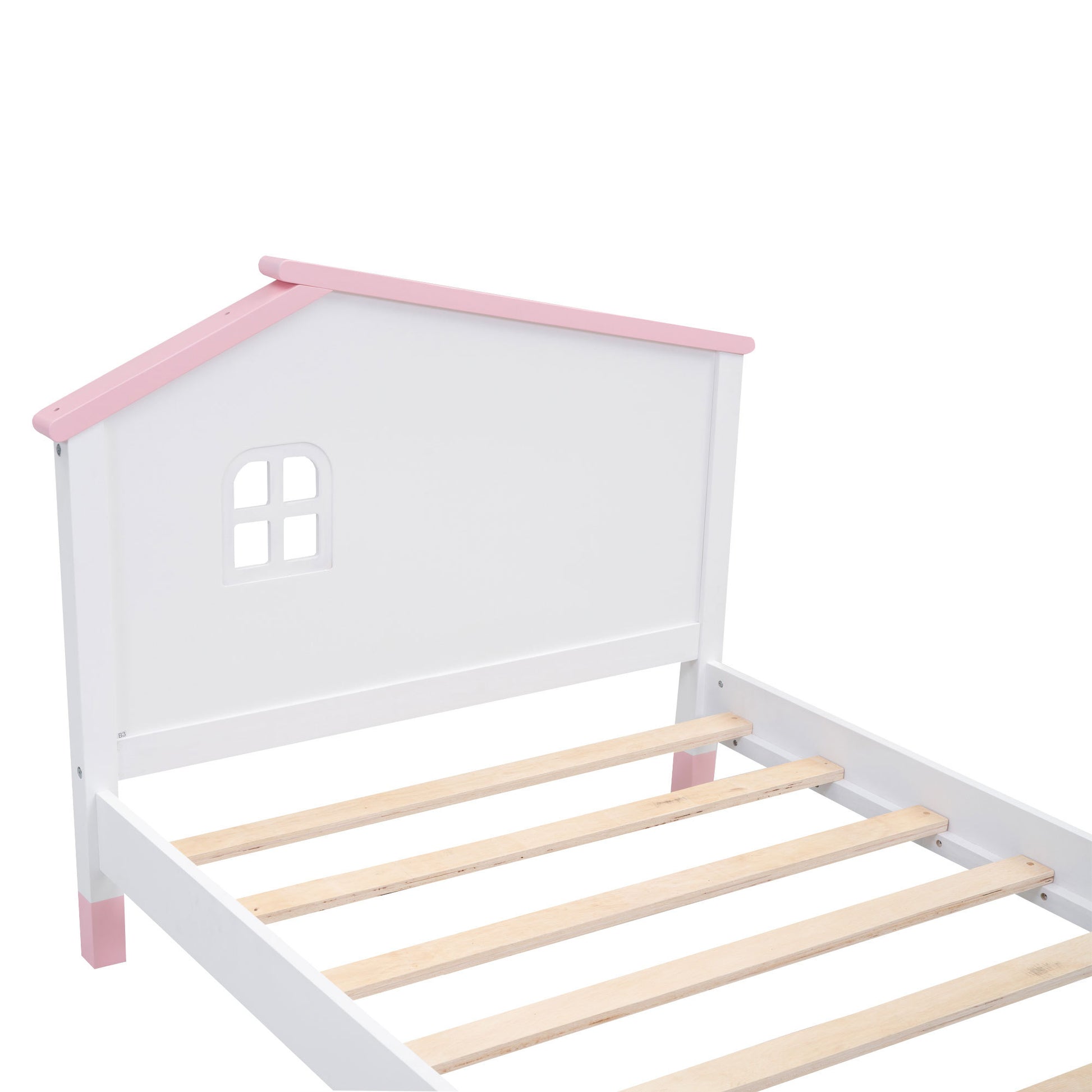 3 Pieces Bedroom Sets Twin Size Platform Bed With Nightstand And Storage Dresser,White Pink White Pink Solid Wood