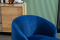Velvet Fabric Swivel Accent Armchair Barrel Chair With Black Powder Coating Metal Ring,Blue Blue Foam Velvet