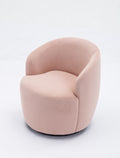 Velvet Fabric Swivel Accent Armchair Barrel Chair With Black Powder Coating Metal Ring,Pink Pink Foam Velvet