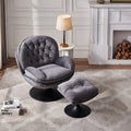 Swivel Leisure Chair Lounge Chair Velvet Grey Color With Ottoman Grey Velvet