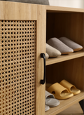 Modern Shoe Storage Cabinet with Natural Rattan