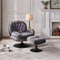 Swivel Leisure Chair Lounge Chair Velvet Grey Color With Ottoman Grey Velvet