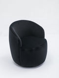 Velvet Fabric Swivel Accent Armchair Barrel Chair With Black Powder Coating Metal Ring,Black Black Foam Velvet